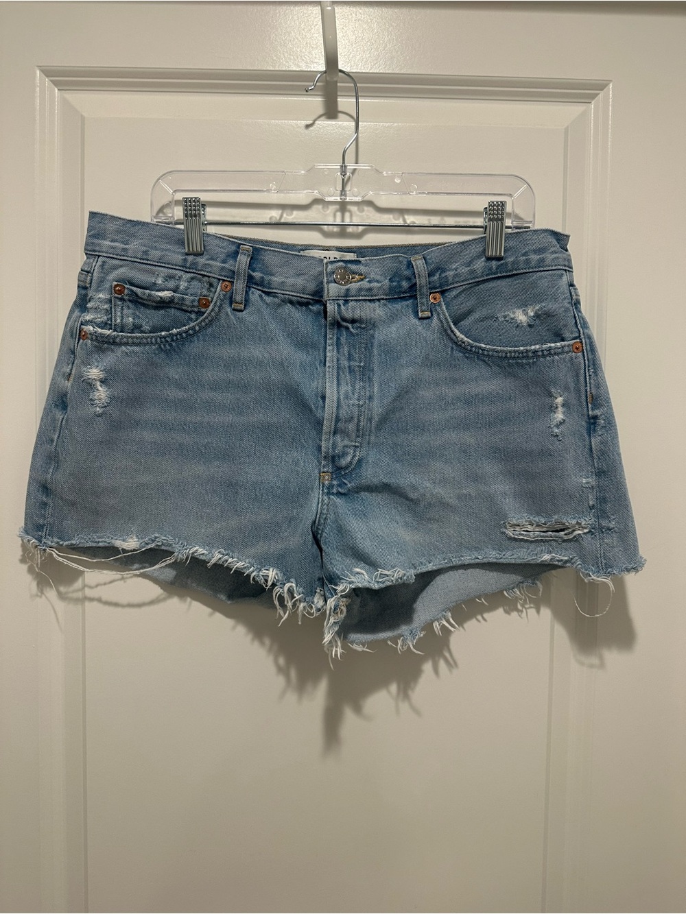 Agolde Parker shorts Light Blue Distressed Cutoff Denim Shorts
